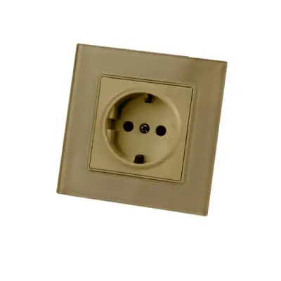 Priza Simpla Aurie cu Rama din Sticla