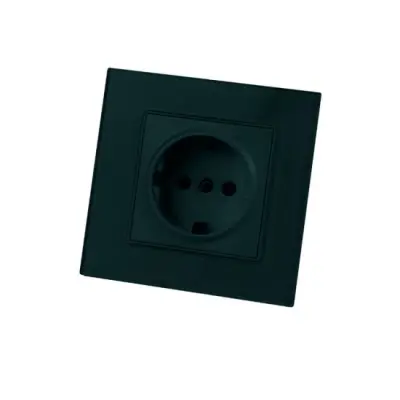 Priza Simpla Neagra cu Rama din Sticla