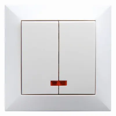 Intrerupator Dublu Alb cu Led Spin Top