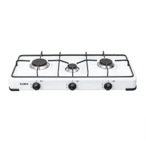 Aragaz cu 3 ochiuri, fara cuptor - pentru butelie, Alb, Floria