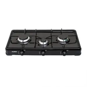 Aragaz cu 3 ochiuri, fara cuptor - pentru butelie, Negru, Floria