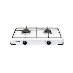 Aragaz cu 2 ochiuri, fara cuptor - pentru butelie, Alb, Floria