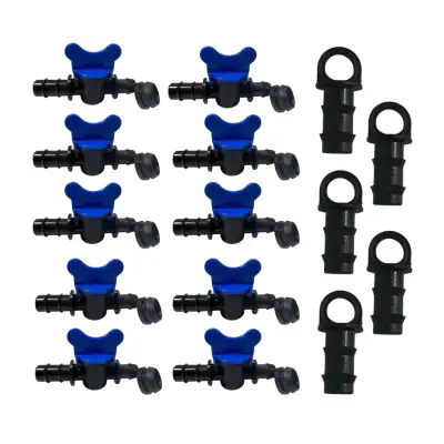 KIT Irigare 10x Robinet cu garnitura 16mm, Poelsan + dop picurare x 10 buc