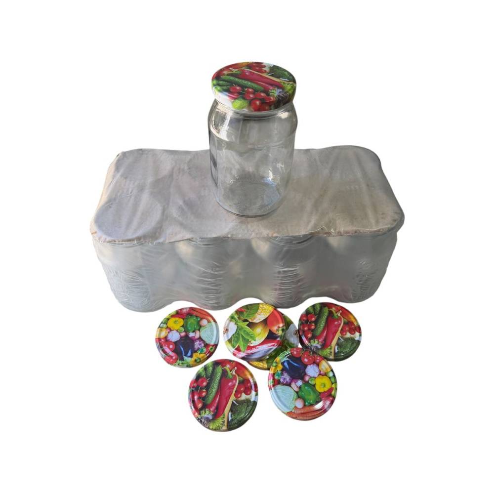 Borcan cu capac 1.7 litri din sticla, set 8 buc Borcan cu capac 1.7 litri din sticla, set 8 buc