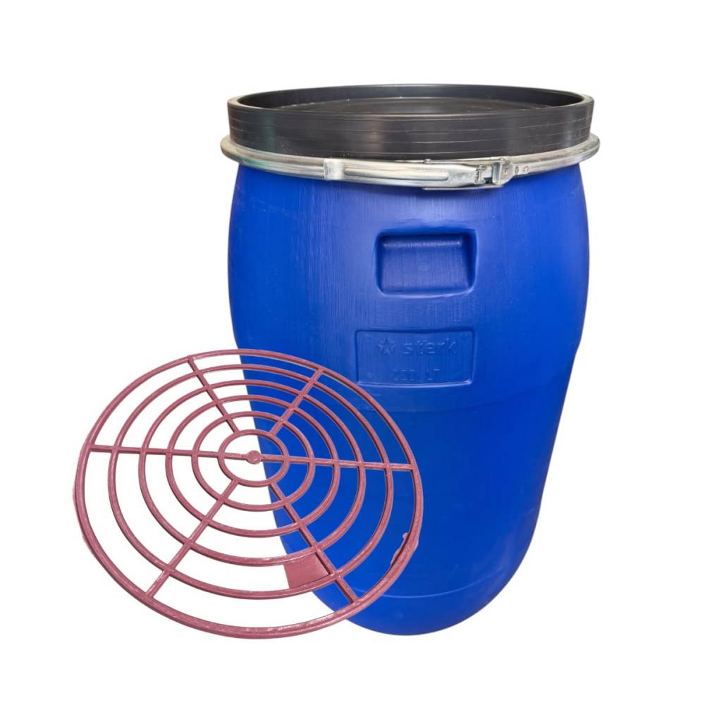 Bidon (butoi) plastic 220L cerc metallic + 1 x Presa muraturi (varza) 45 cm - gratis Bidon (butoi) plastic 220L cerc metallic + 1 x Presa muraturi (varza) 45 cm - gratis