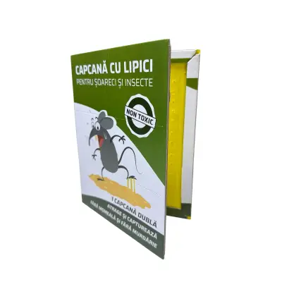 Capcana soareci si insecte cu lipici pe carton, tip carte