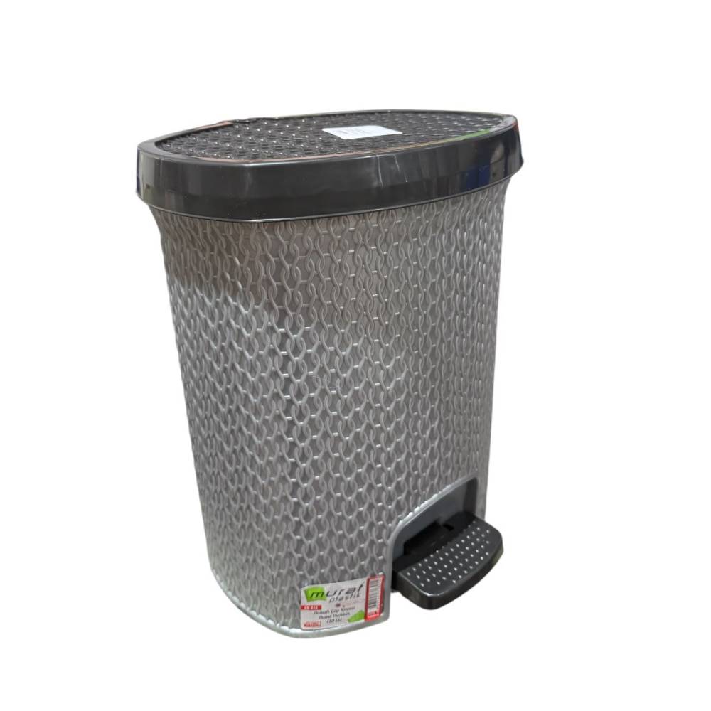 Cos gunoi plastic 10 litri cu pedala, gri, impletit Cos gunoi plastic 10 litri cu pedala, gri, impletit