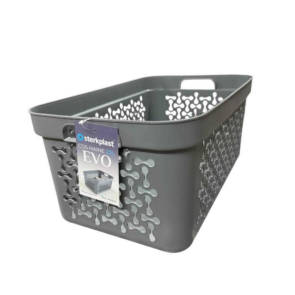 Cos rufe (haine) 20 L cu manere, plastic, gri Cos rufe (haine) 20 L cu manere, plastic, gri