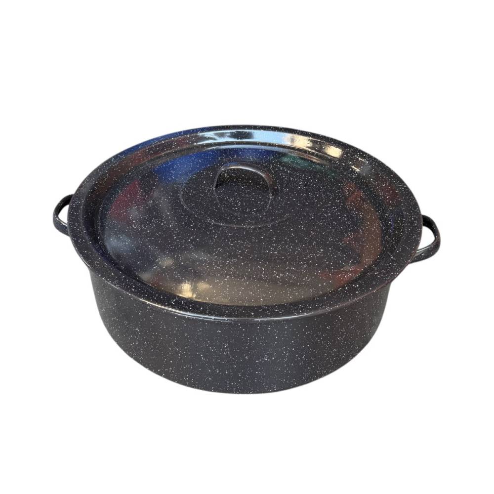 Cratita emailata 20 litri cu capac, 44 cm, neagra Cratita emailata 20 litri cu capac, 44 cm, neagra