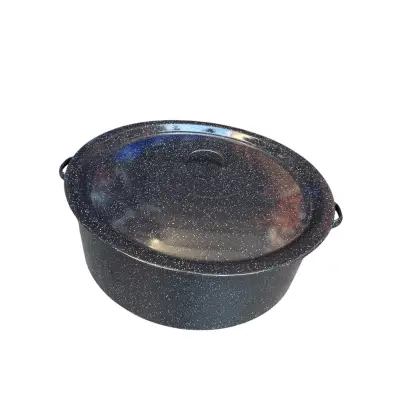 Cratita emailata 40 litri cu capac, 55 cm, neagra