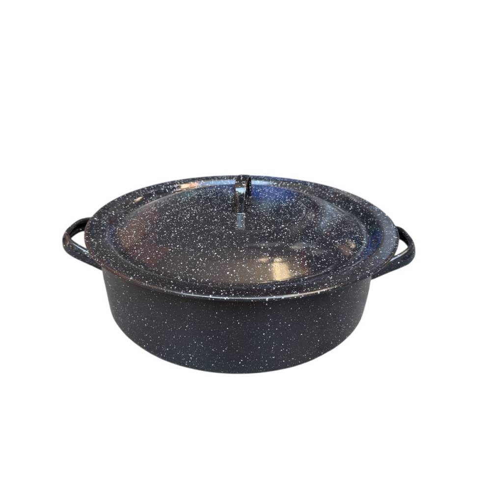 Cratita emailata 6 L cu capac, 32 cm, neagra Cratita emailata 6 L cu capac, 32 cm, neagra