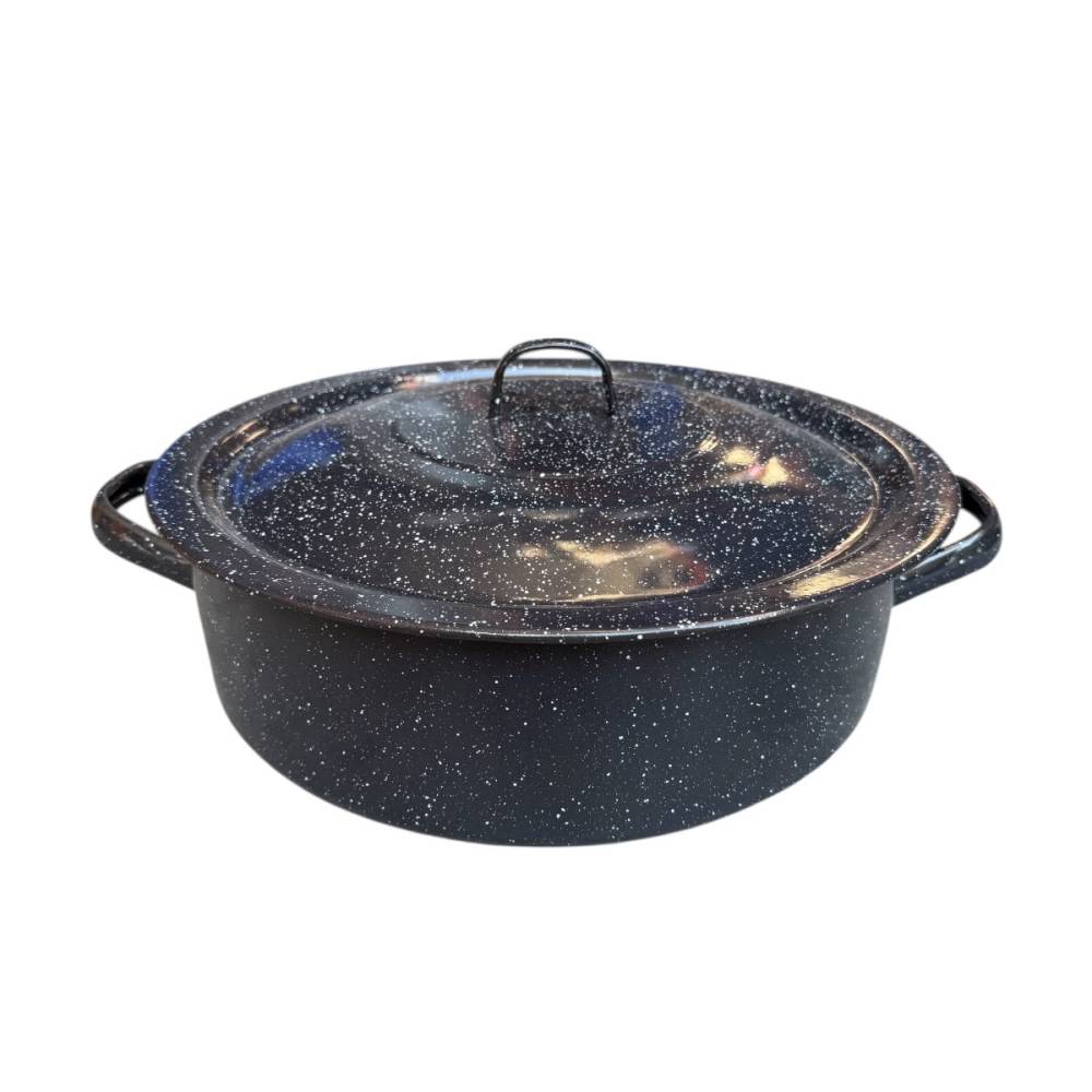 Cratita emailata 12 litri cu capac, 38 cm, neagra Cratita emailata 12 litri cu capac, 38 cm, neagra
