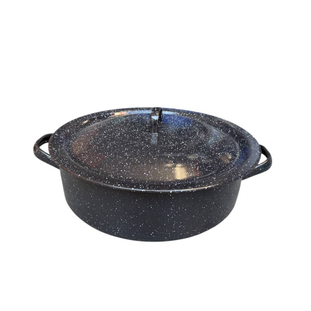 Cratita emailata 8 litri cu capac, 34 cm, neagra Cratita emailata 8 litri cu capac, 34 cm, neagra