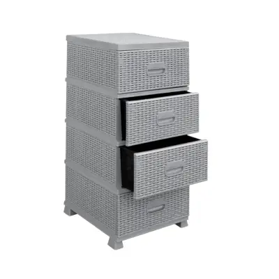 Dulap depozitare 4 sertare (bucatarie) tip ratan gri