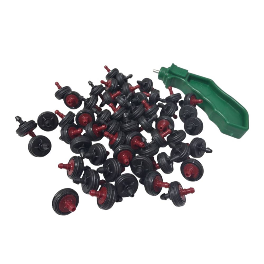 Duze de picurare Aquarius 8l/H autocompensata 100 bucati + perforator tub irigare 3mm Duze de picurare Aquarius 8l/H autocompensata 100 bucati + perforator tub irigare 3mm