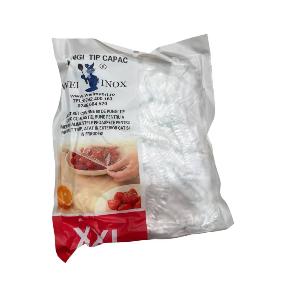 Pungi (folie) protectie elastica alimente, 60 bucati, 45 cm Pungi (folie) protectie elastica alimente, 60 bucati, 45 cm