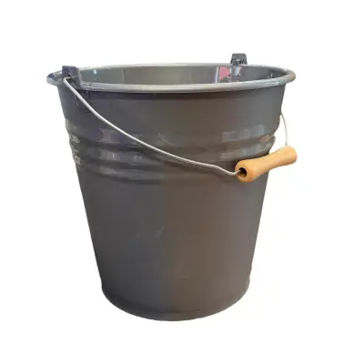 Galeata plastic (uz casnic) 10 litri, maner metal, gri