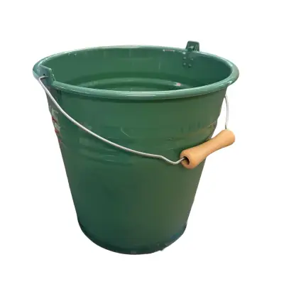 Galeata plastic rezistenta 10 litri (uz casnic), maner metal, vernil