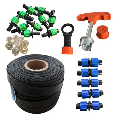 Sistem picurare banda 20 cm / 100m, 2.2 l/h, 26 accesorii si 10 start conectori