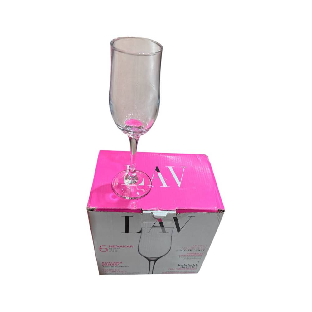 Pahare sampanie din sticla, 195ml, cu picior, set 6 bucati Pahare sampanie din sticla, 195ml, cu picior, set 6 bucati