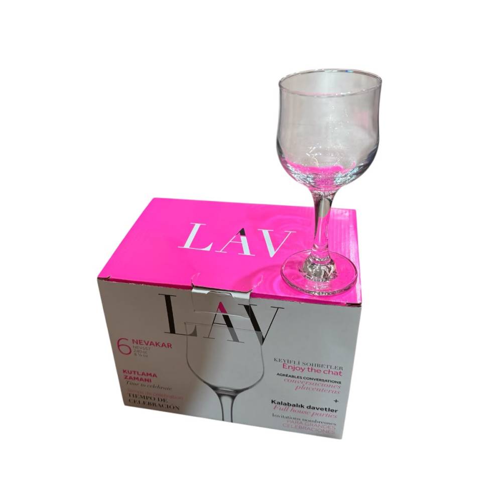 Pahare vin cu picior, 240ml, din sticla, 6 bucati Pahare vin cu picior, 240ml, din sticla, 6 bucati