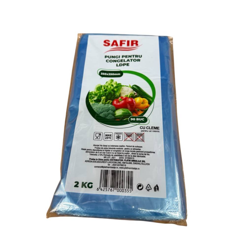 Pungi congelator (Alimente), 2 kg, 90 bucati, cu cleme Pungi congelator (Alimente), 2 kg, 90 bucati, cu cleme