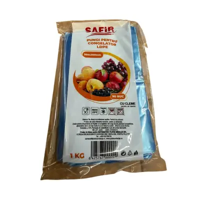 Pungi alimentare congelator cu cleme, 1 kg, 90 bucati