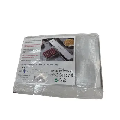 Pungi vidat 15x25 cm pentru alimente, gofrate, 20 bucati
