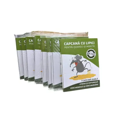 Set 10 x capcana soareci si insecte cu lipici pe carton, tip carte