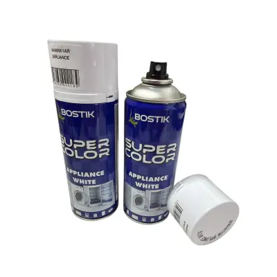 Set 2 x Bostik vopsea (spray), efect smalt, alb lucios, interior 400 ml