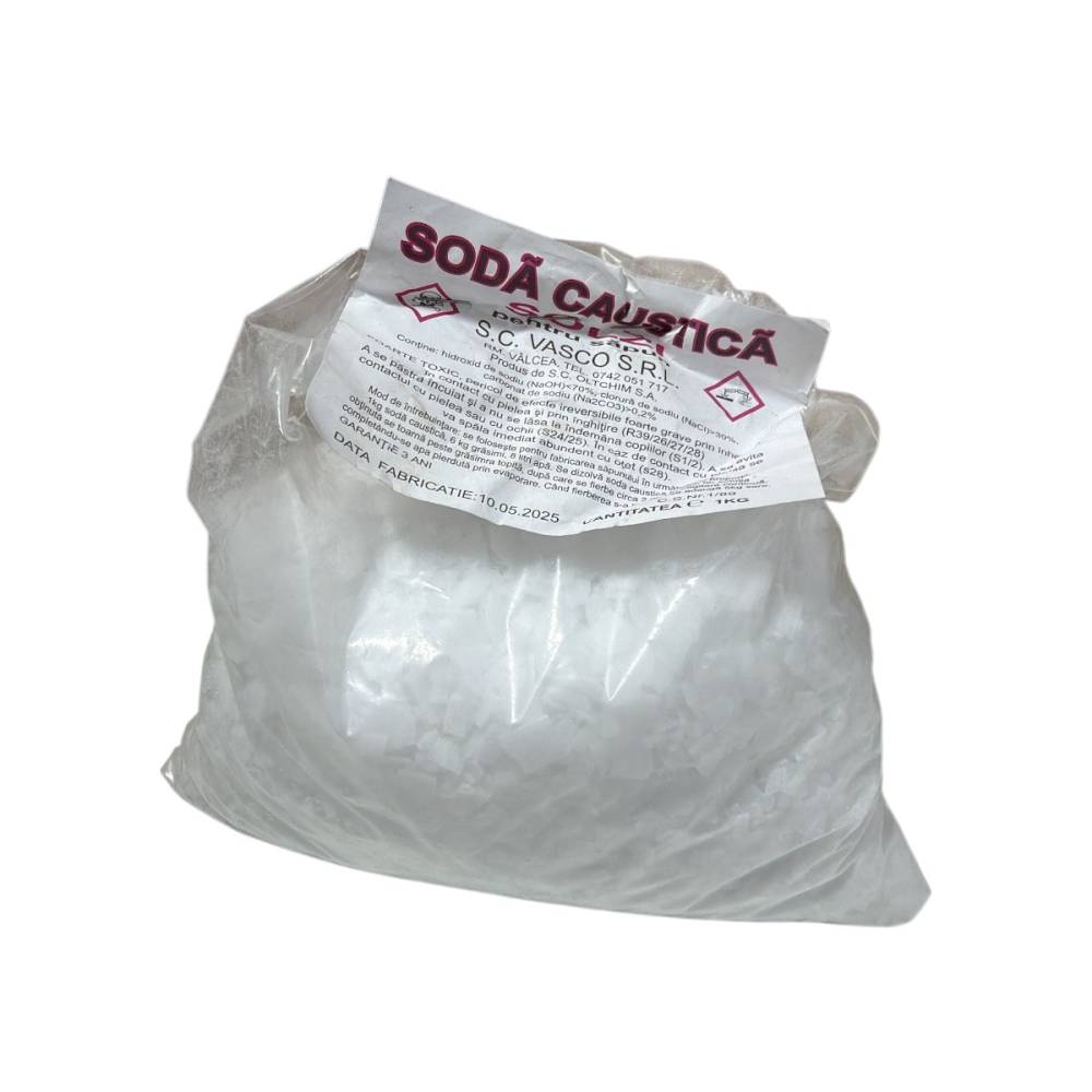 Soda caustica, Hidroxid de sodiu 1 kg (pentru sapun) Soda caustica, Hidroxid de sodiu 1 kg (pentru sapun)