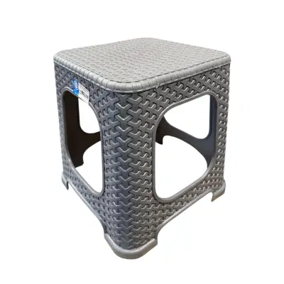 Taburet bucatarie (scaun plastic) 45 cm, tip ratan gri