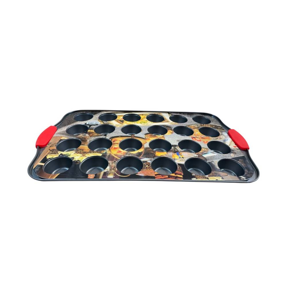 Tava copt 24 forme briose, manere silicon, 41.5x25x2.8 cm Tava copt 24 forme briose, manere silicon, 41.5x25x2.8 cm