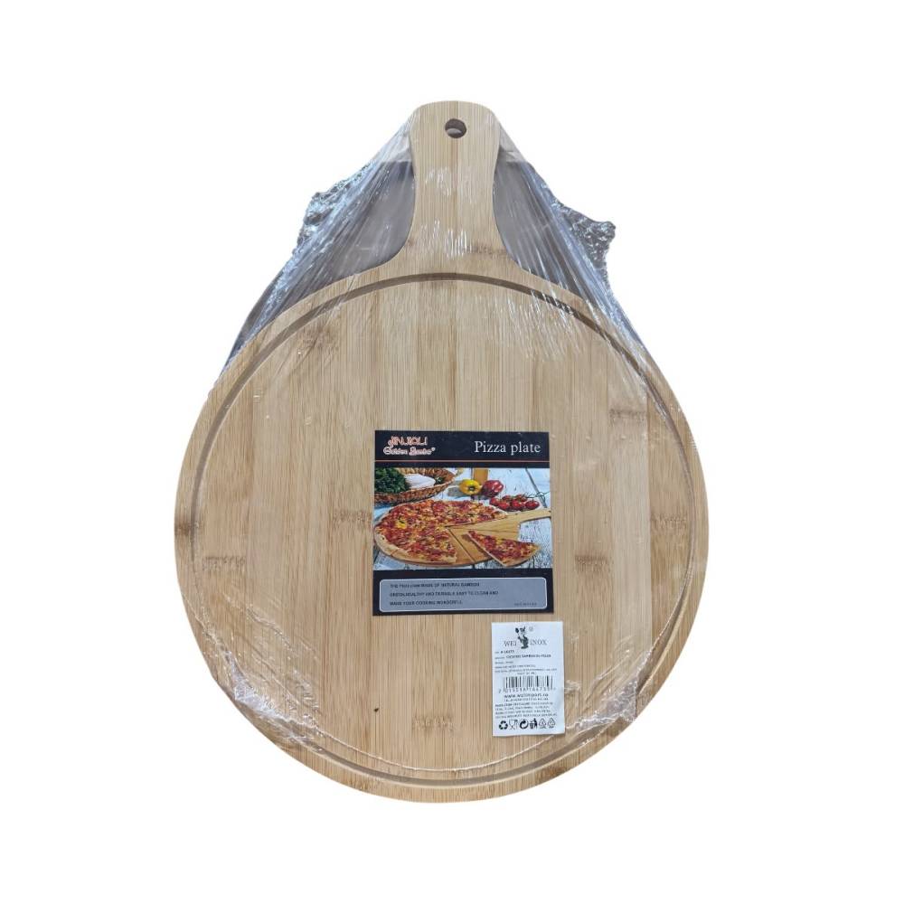 Tocator servire pizza, din bambus, rotund, 30 centimetri Tocator servire pizza, din bambus, rotund, 30 centimetri