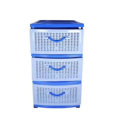 Dulap depozitare plastic (baie, bucatarie, balcon) 3 sertare albastru