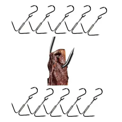 Carlig macelarie dublu de agatat carne din otel 21 cm, 10buc/set