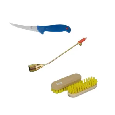 Arzator porc si Cutit inox macelar 26 cm + Perie de curatat MD3 gratis