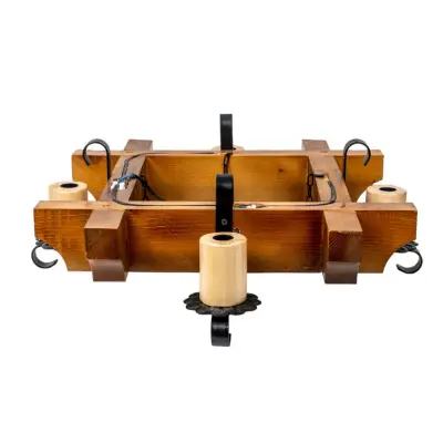 Lustra patrata 49cm, din lemn