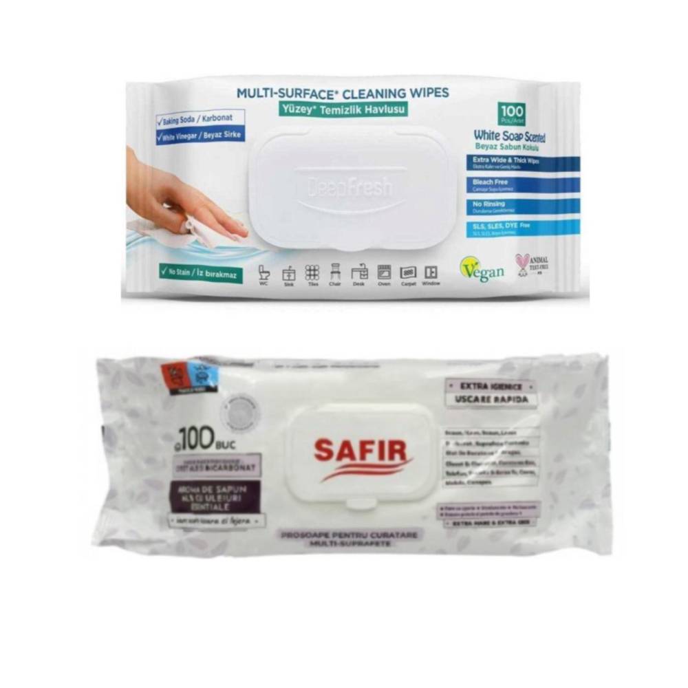 Set servetele umede multisuprafete cu Bicarbonat si otet, 2 buc/set Set servetele umede multisuprafete cu Bicarbonat si otet, 2 buc/set