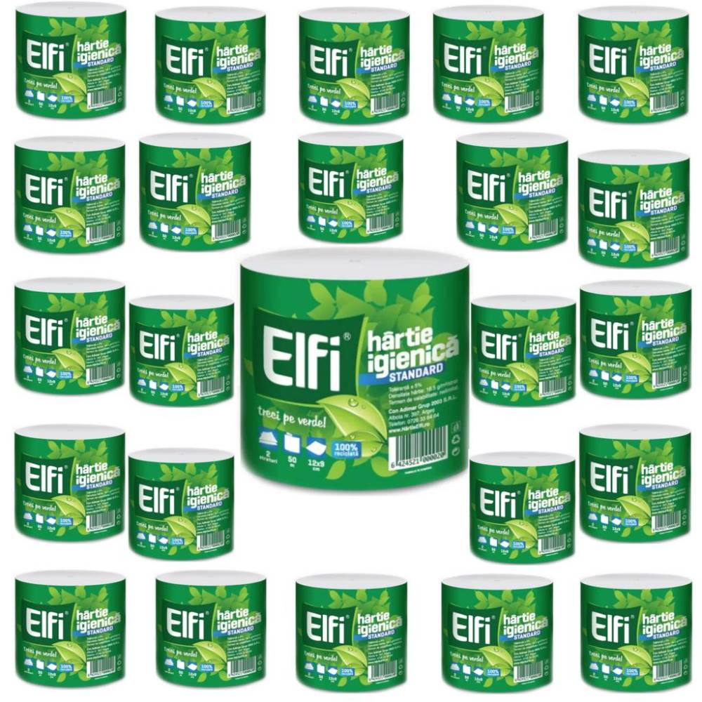 Hartie igienica 2 straturi Elfi, 24role/set, 50m Hartie igienica 2 straturi Elfi, 24role/set, 50m