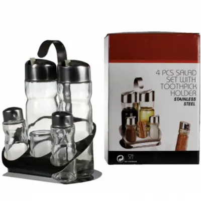 Oliviera 5 piese, inox si sticla