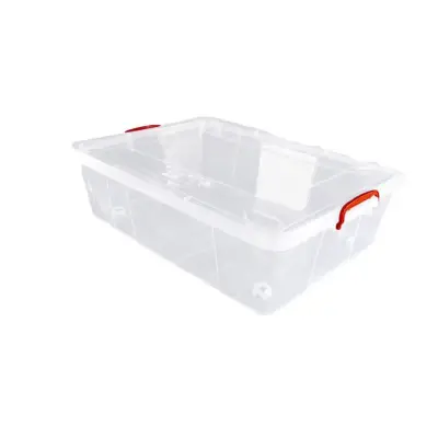 Cutie depozitare plastic cu roti 58 litri, rezistenta