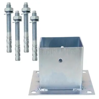 Suport fixare stalp tip pahar, 100x100mm + Conexpand cu camasa tip M10x80mm