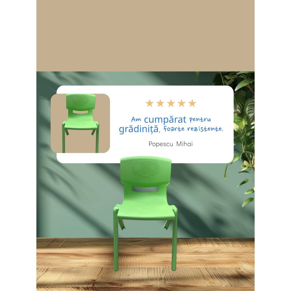 Scaun copil gradinita din plastic, verde Scaun copil gradinita din plastic, verde