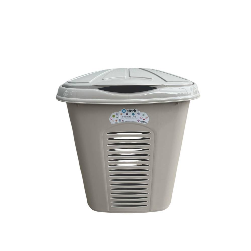 Cos pentru rufe Bej, Oval, cu capac, 44x35x51cm, Sterk Cos pentru rufe Bej, Oval, cu capac, 44x35x51cm, Sterk