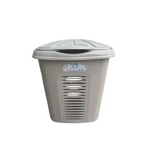 Cos pentru rufe Bej, Oval, cu capac, 44x35x51cm, Sterk