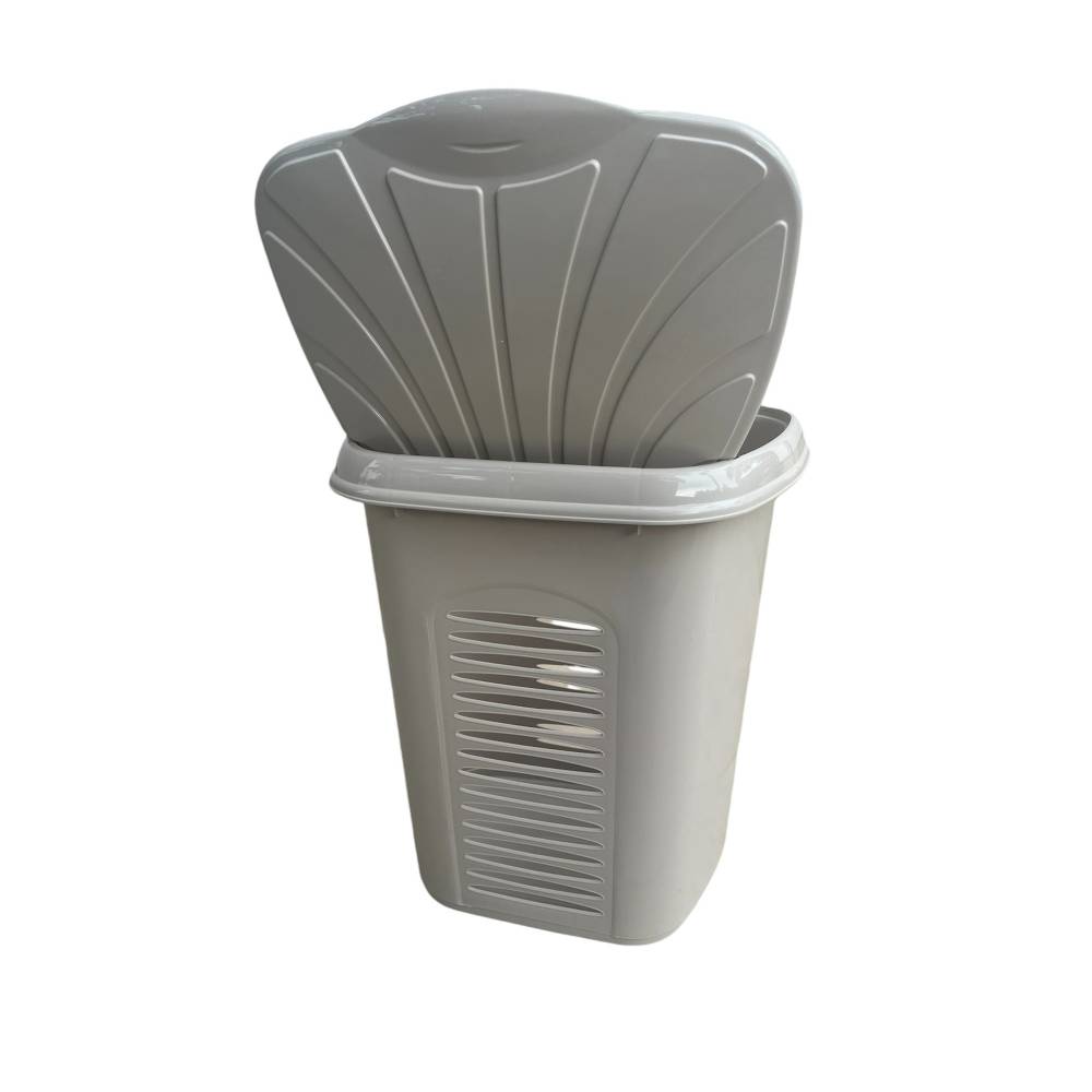 Cos pentru rufe Bej, Oval, cu capac, 44x35x51cm, Sterk Cos pentru rufe Bej, Oval, cu capac, 44x35x51cm, Sterk