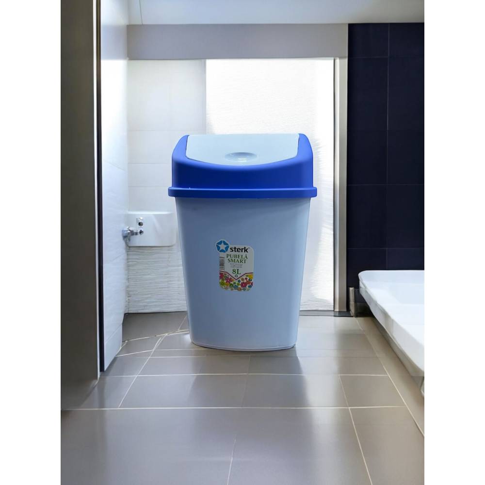 Cos de Gunoi Birou Sterk cu Capac Batant 8 L Albastru Cos de Gunoi Birou Sterk cu Capac Batant 8 L Albastru