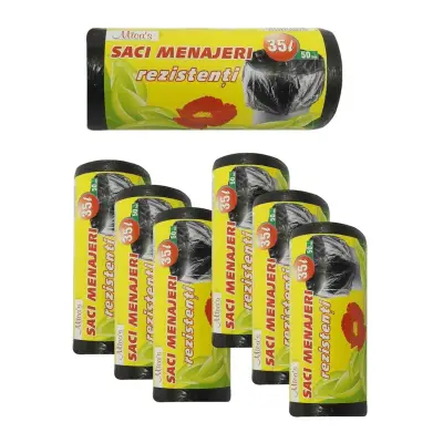 Pachet 6 x saci menaj (gunoi) 35 litri, 50 buc