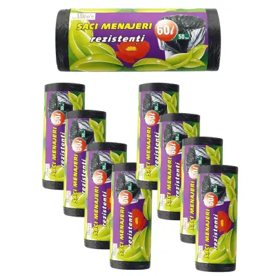 Pachet 8 x saci de gunoi (menaj) 60 litri, 50 buc